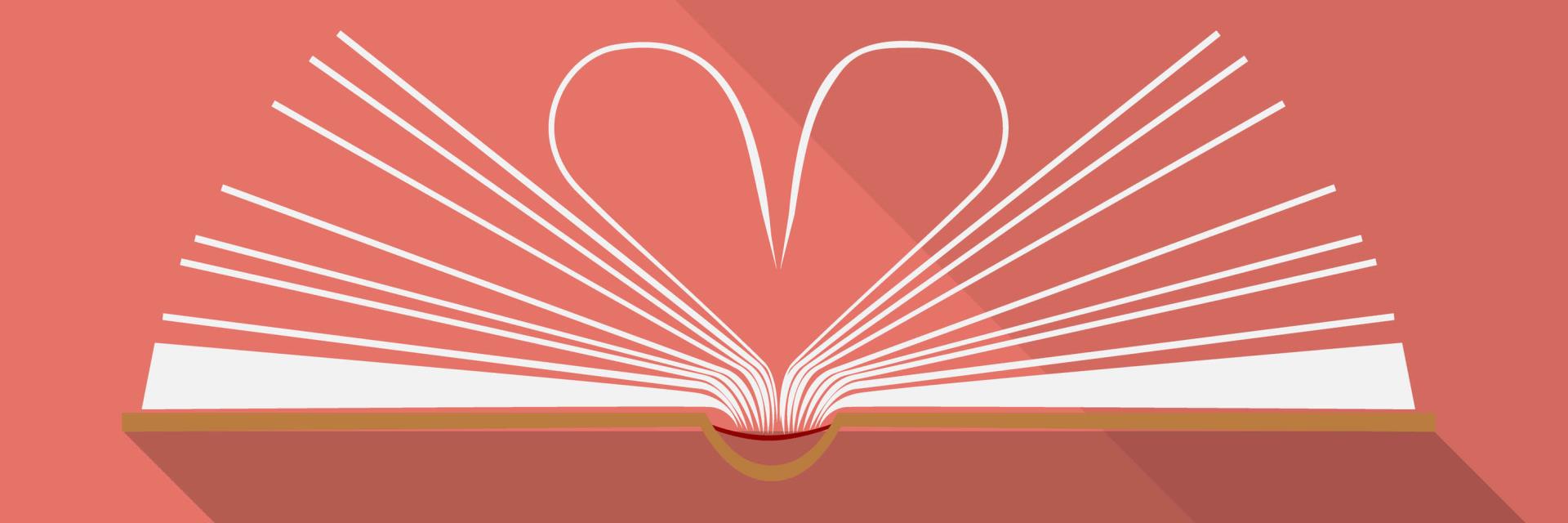 open book with heart pages